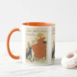 Taza Art Nouveau victoriano vintage, Chica con gatos de