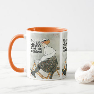 Taza Art Nouveau vintage, ciclismo de moto