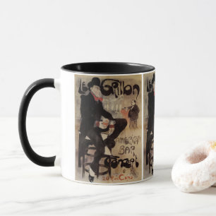 Taza Art Nouveau vintage Le Grillon, cerveza de hombre