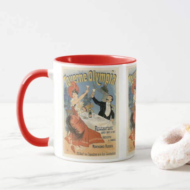 Taza Art Nouveau vintage, restaurante Taverne Olympia (Con donut)