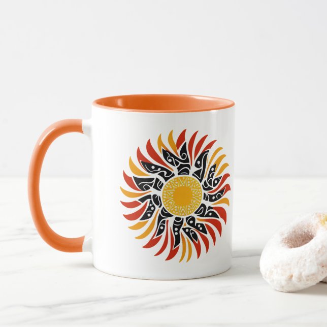 Taza Arte aborigen australiano Sunshine (Con donut)