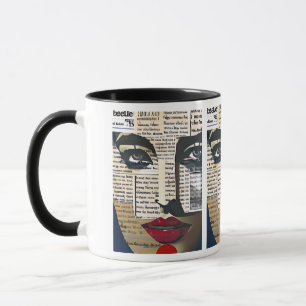 Taza Arte abstracto   Arte textual digital del rostro d