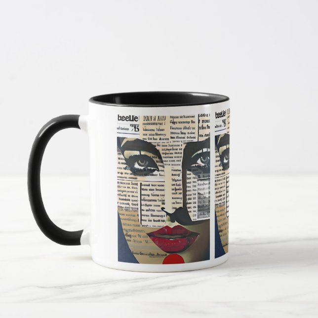 Taza Arte abstracto | Arte textual digital del rostro d (Izquierda)
