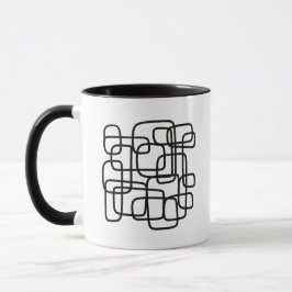 Taza Arte abstracto contemporáneo de línea en negro y b