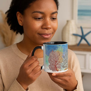 Taza Arte abstracto de rocas oceánicas de arrecife de c