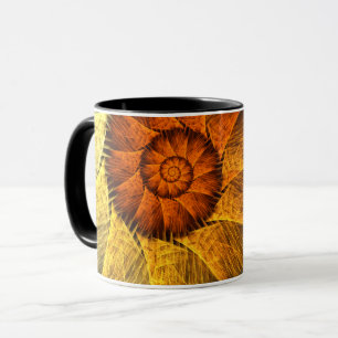 Taza Arte abstracto floral naranja amarillo azul