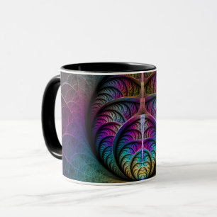 Taza Arte abstracto fractal colorido alucinante