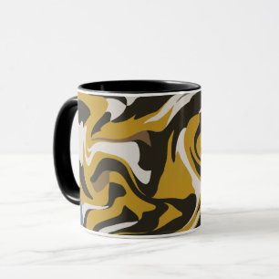 Taza Arte abstracto marrón terroso con remolinos fluido