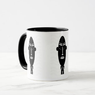 Taza Arte abstracto moderno en blanco y negro de cara