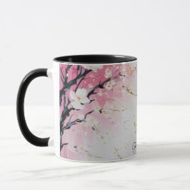 Taza Arte abstracto vibrante de flor de cerezo