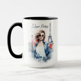 Taza Arte acuarela Amo París Torre Eiffel Viaje