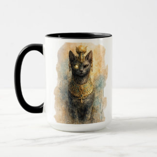 Taza Arte acuarela de la diosa felina Bastet del antigu