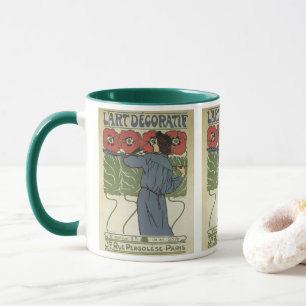 Taza Arte antiguo modernista, artista pintando flores d