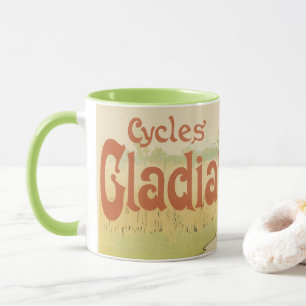 Taza Arte Antiguo Modernista, Bicicletas Gladiator Cycl