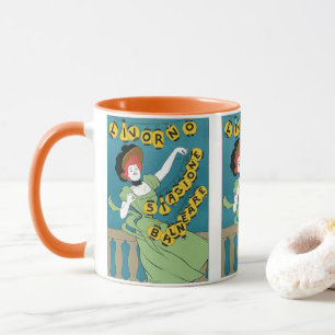 Taza Arte Antiguo Modernista, Livorno Señorita Bailando