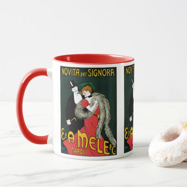 Taza Arte Antiguo Modernista, Moda Italiana Amor Romanc (Con donut)