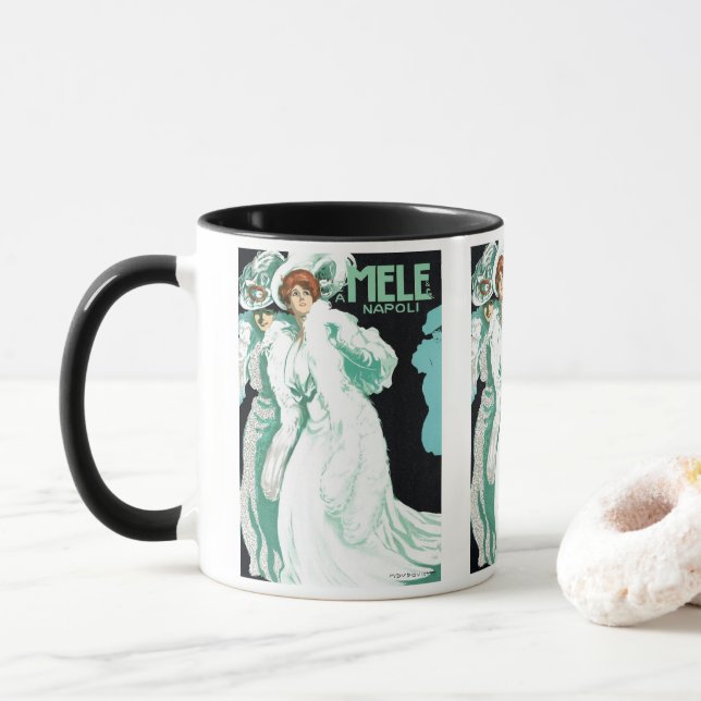 Taza Arte Antiguo Modernista, Moda Italiana, Mujeres El (Con donut)