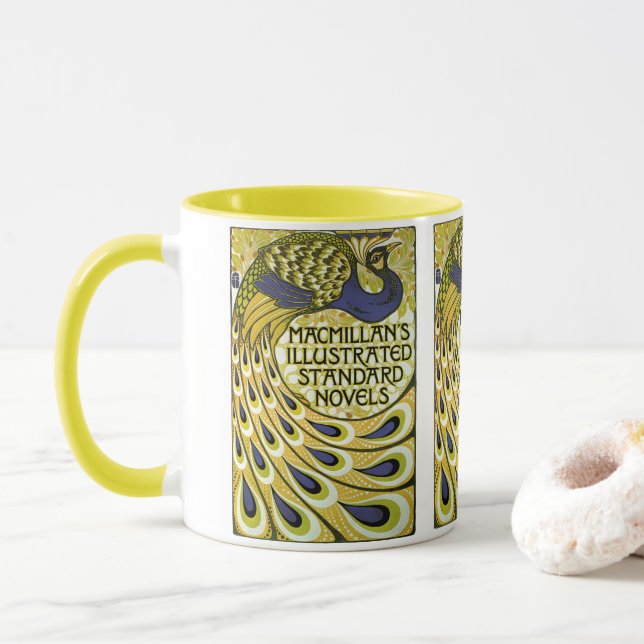 Taza Arte Antiguo Modernista, pluma de pavo real de Mac (Con donut)