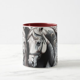 Taza Arte blanco negro para caballos