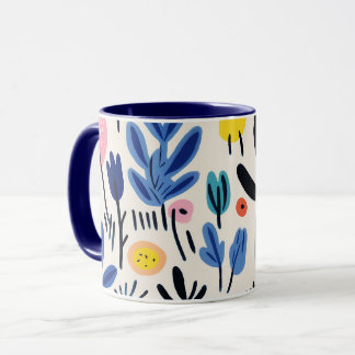 Taza Arte Botánico Nórdico Floral Folk Escandinavo