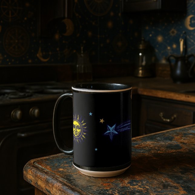 Taza Arte Celestial Retro Sol Luna Estrellas Planeta Co (Subido por el creador)