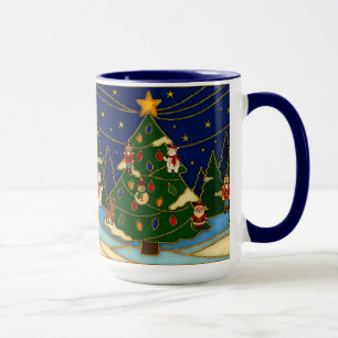 Taza Arte cloisonne Bosque Caprichoso Navidad Clásica 