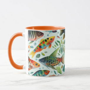 Taza Arte colorido de peces submarinos
