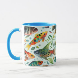 Taza Arte colorido de peces submarinos