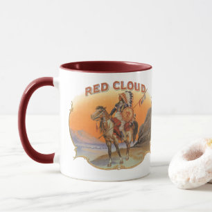 Taza Arte con etiquetas de cigarro vintage, indio de la
