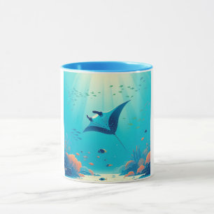 Taza Arte costero clásico de manta raya