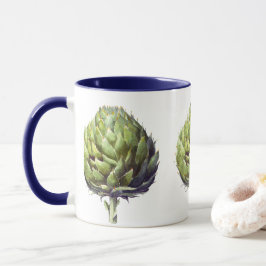 Taza Arte de alcachofa verde acuarela