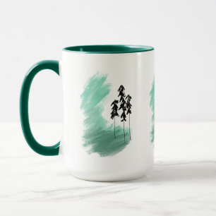 Taza Arte de árbol verde escandinavo simple moderno men