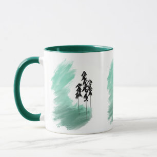Taza arte de árbol verde escandinavo simple moderno men