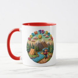 Taza Arte de arcilla “Nacido para vagar” Escena de aven