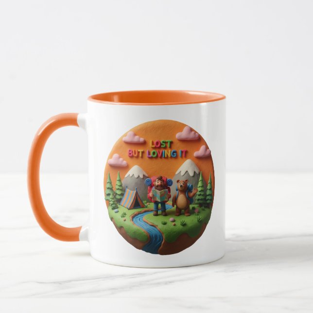 Taza Arte de arcilla “Perdido pero encantado” Escena de (Izquierda)