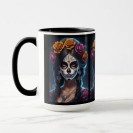 Taza Arte de calavera de azúcar - Elegancia floral