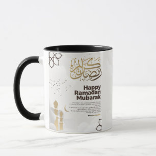Taza Arte de Caligrafía Dorada Ramadan Mubarak