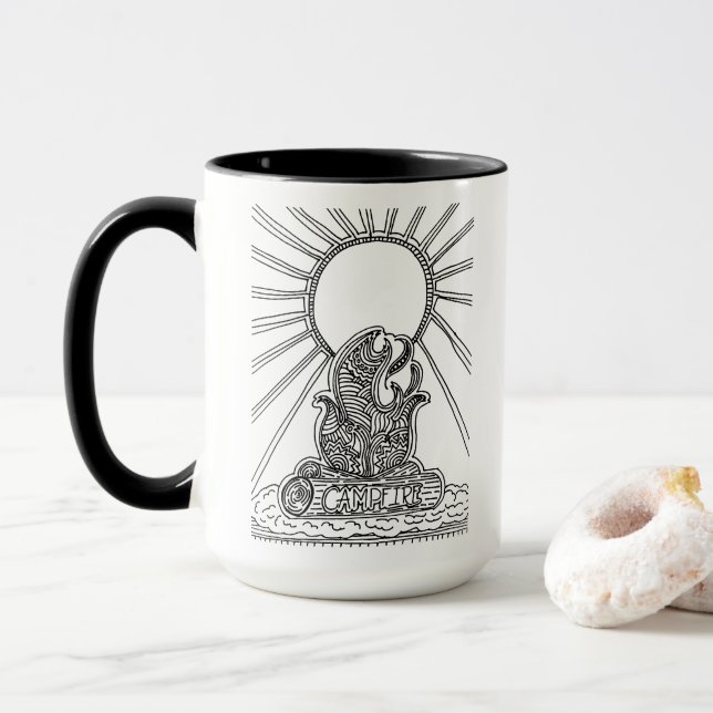 Taza Arte de Campfire Mug por Elizabeth Sampson (Con donut)