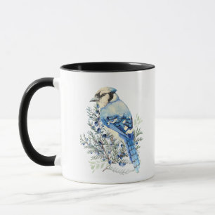 Taza Arte de campo de Arándanos Pajaro Azulejo en Acuar