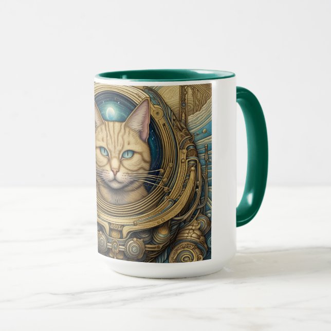 Taza Arte de ciberpunk astronauta al gato (Anverso derecho)