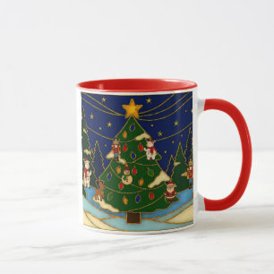 Taza Arte de cloisonne Bosque Caprichoso Navidad Clásic