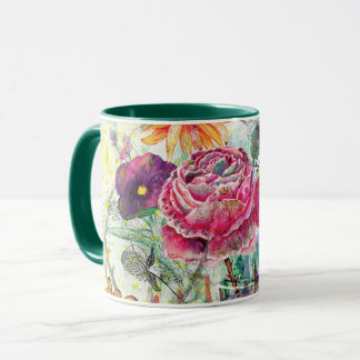 Taza Arte de collage de medios mixtos caprichoso
