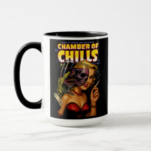 Taza Arte de cómic de terror vintage: esqueleto femme f