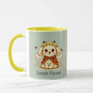 Taza Arte de Corona de Flores de Conejo Dragona Caprich