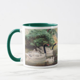 Taza Arte de cosecha salvaje de la familia de cisnes de