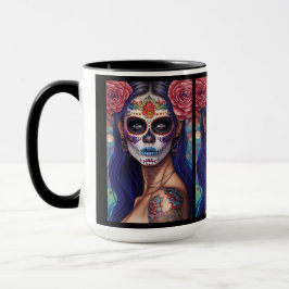 Taza Arte de Cráneo de Azúcar - Rosas y Revelry