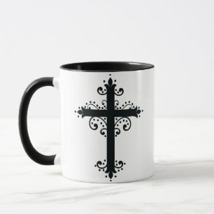 Taza Arte de Cruz Tallada Ornamental Premium