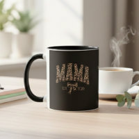 Arte de Declaración de Madre Varsity Leopardo Mama