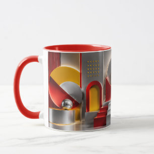Taza Arte de Esferas Metálicas de Abstracción Geométric