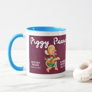 Taza Arte de etiqueta de caja de frutas vintage con per